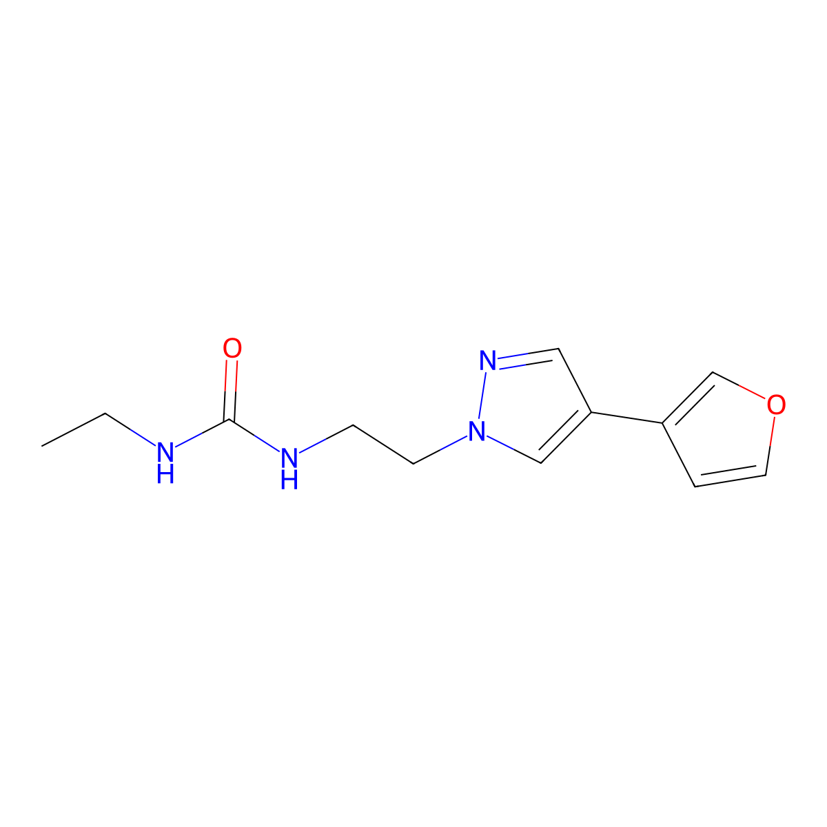 1-ethyl-3-(2-(4-(furan-3-yl)-1H-pyrazol-1-yl)ethyl)urea molecular structure, CAS 2034292-31-2