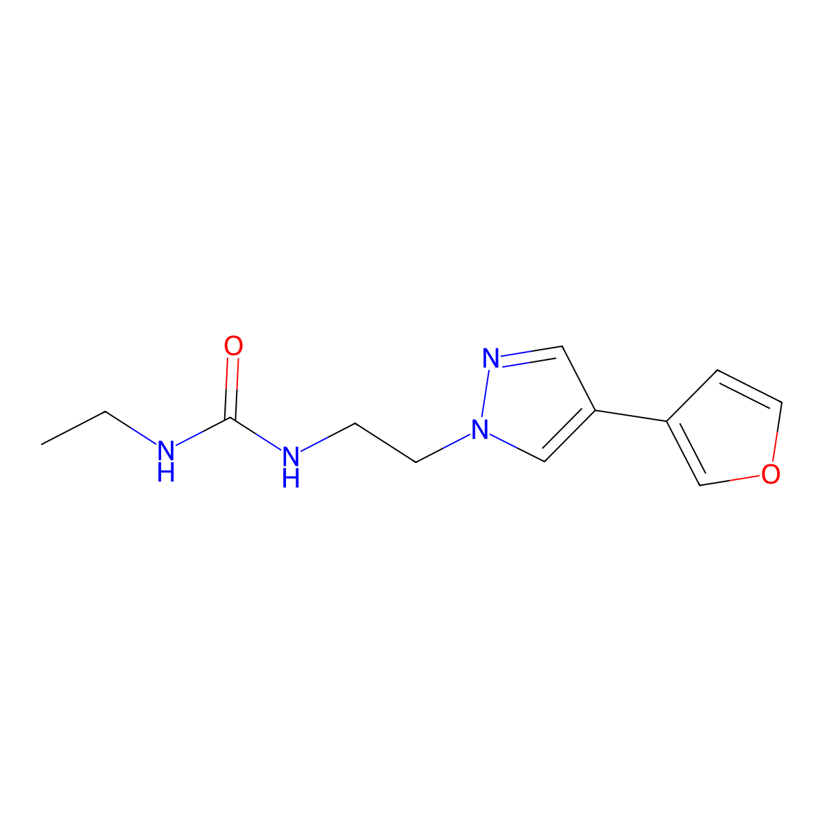 1-ethyl-3-(2-(4-(furan-3-yl)-1H-pyrazol-1-yl)ethyl)urea molecular structure, CAS 2034292-31-2