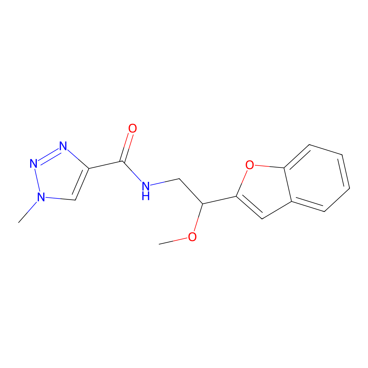N-(2-(benzofuran-2-yl)-2-methoxyethyl)-1-methyl-1H-1,2,3-triazole-4-carboxamide molecular structure, CAS 2034292-32-3