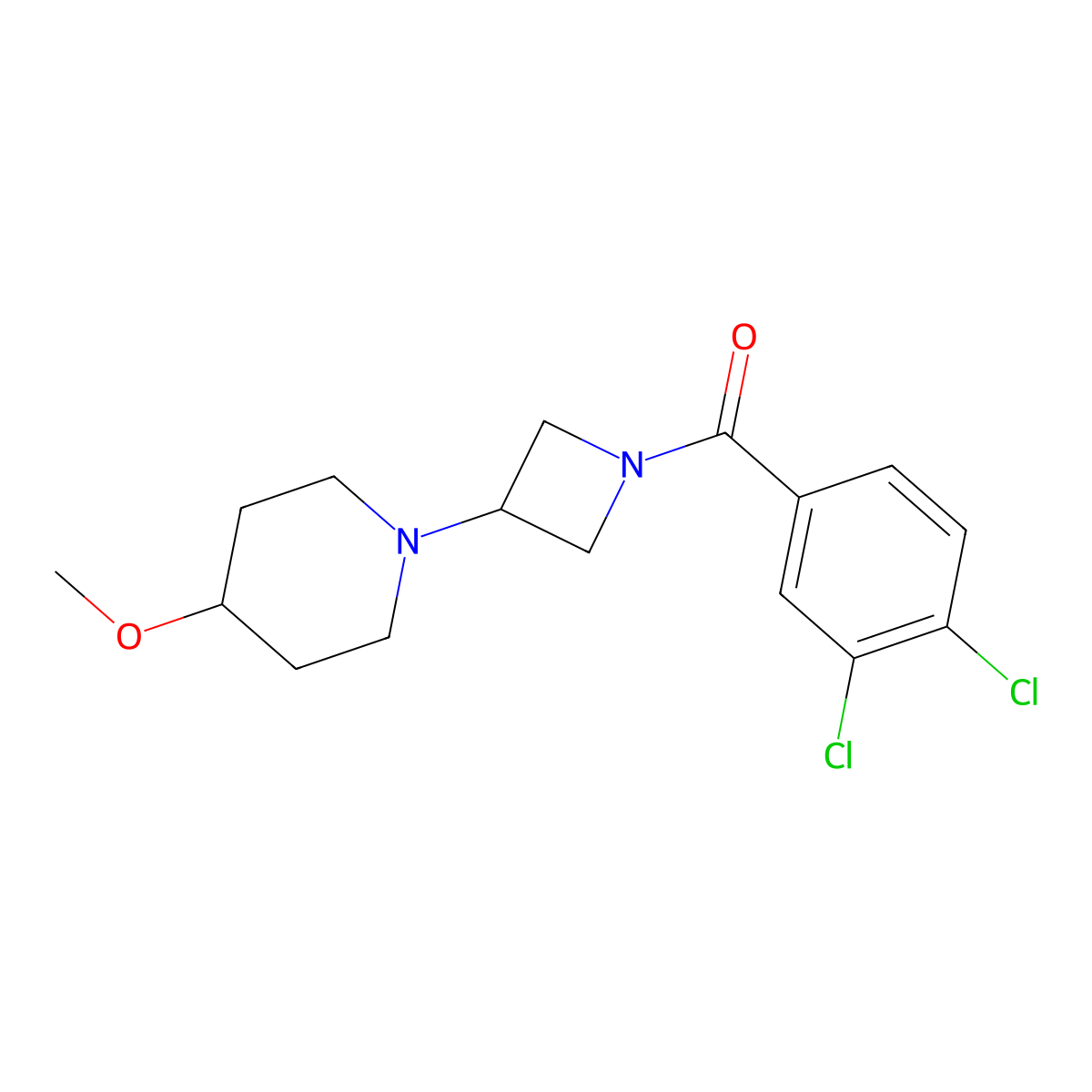 (3,4-Dichlorophenyl)(3-(4-methoxypiperidin-1-yl)azetidin-1-yl)methanone molecular structure, CAS 2034292-34-5