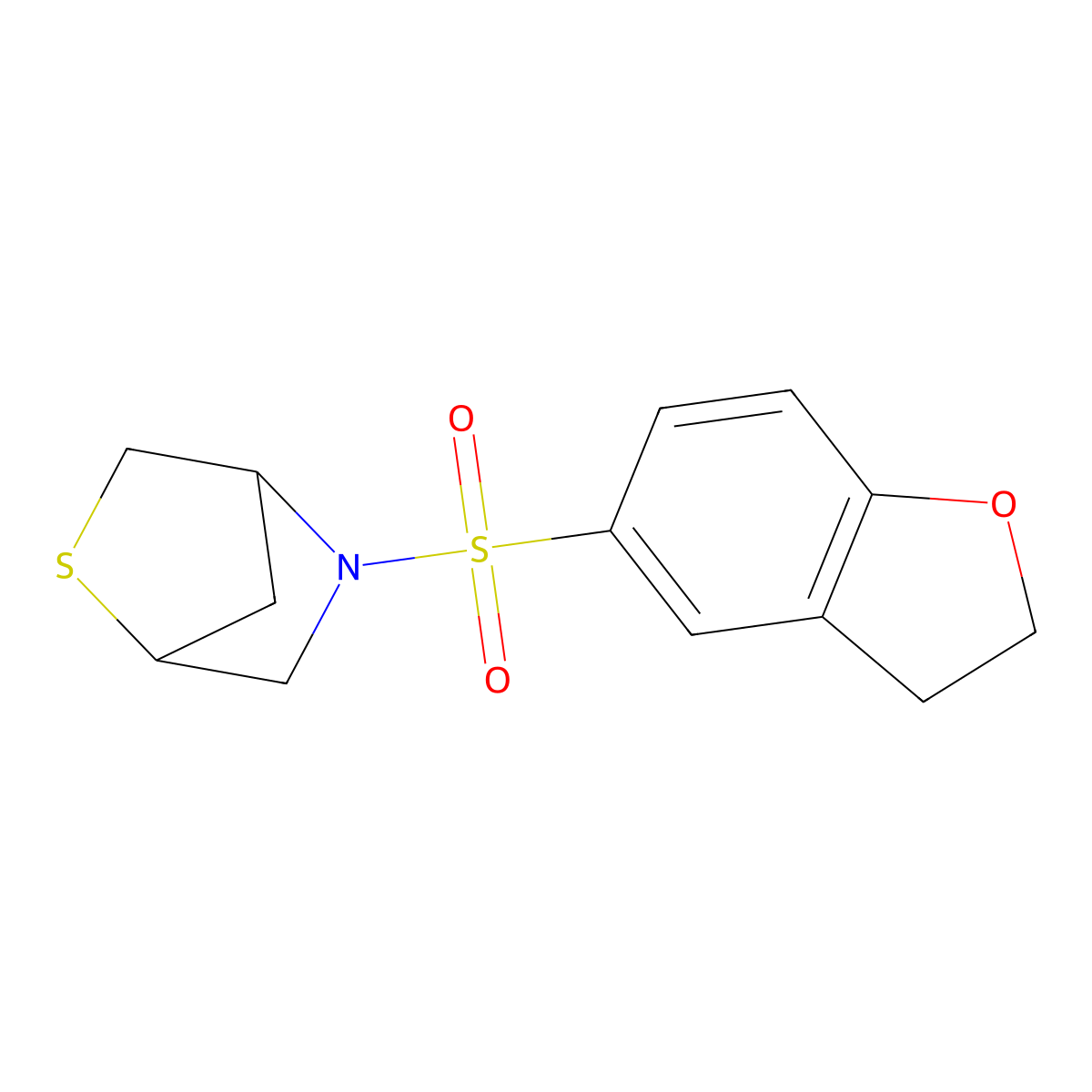 5-((2,3-Dihydrobenzofuran-5-yl)sulfonyl)-2-thia-5-azabicyclo[2.2.1]heptane molecular structure, CAS 2034292-35-6