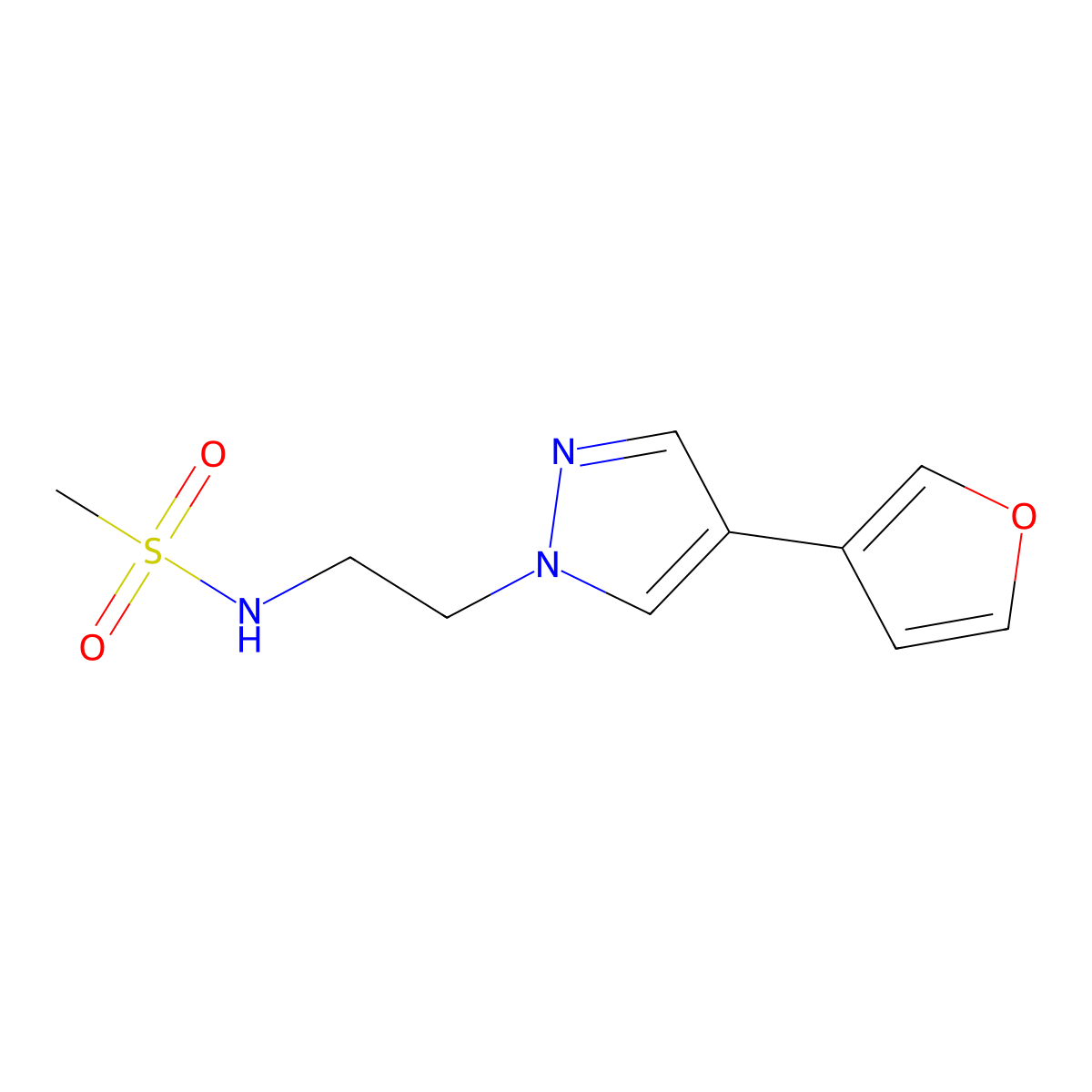 N-(2-(4-(furan-3-yl)-1H-pyrazol-1-yl)ethyl)methanesulfonamide molecular structure, CAS 2034292-37-8