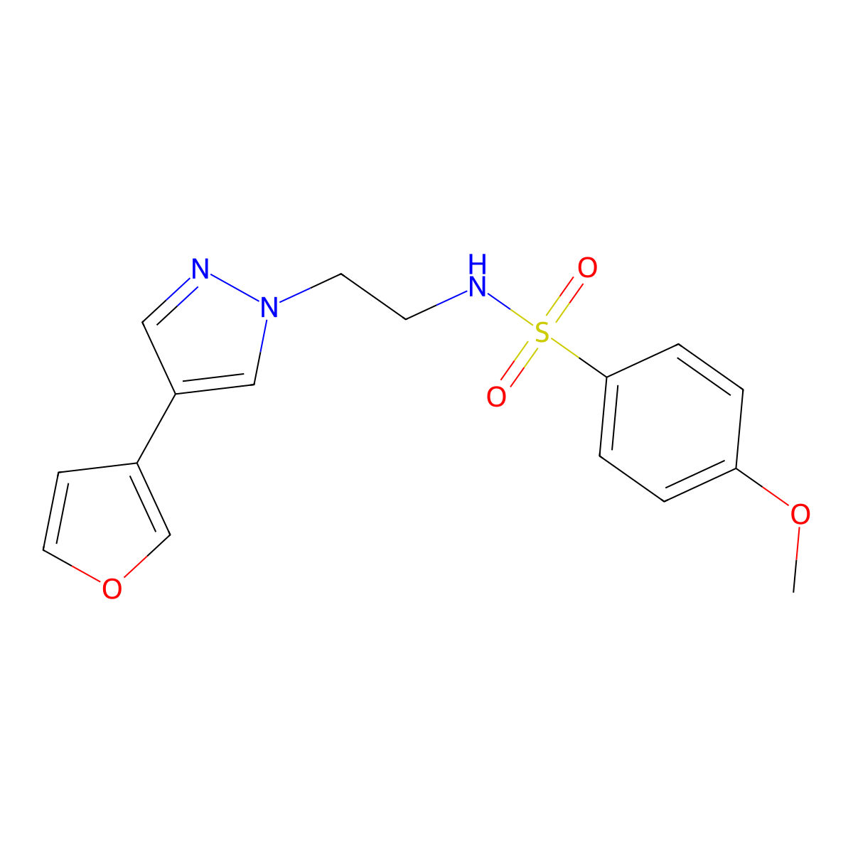 N-(2-(4-(furan-3-yl)-1H-pyrazol-1-yl)ethyl)-4-methoxybenzenesulfonamide molecular structure, CAS 2034292-42-5