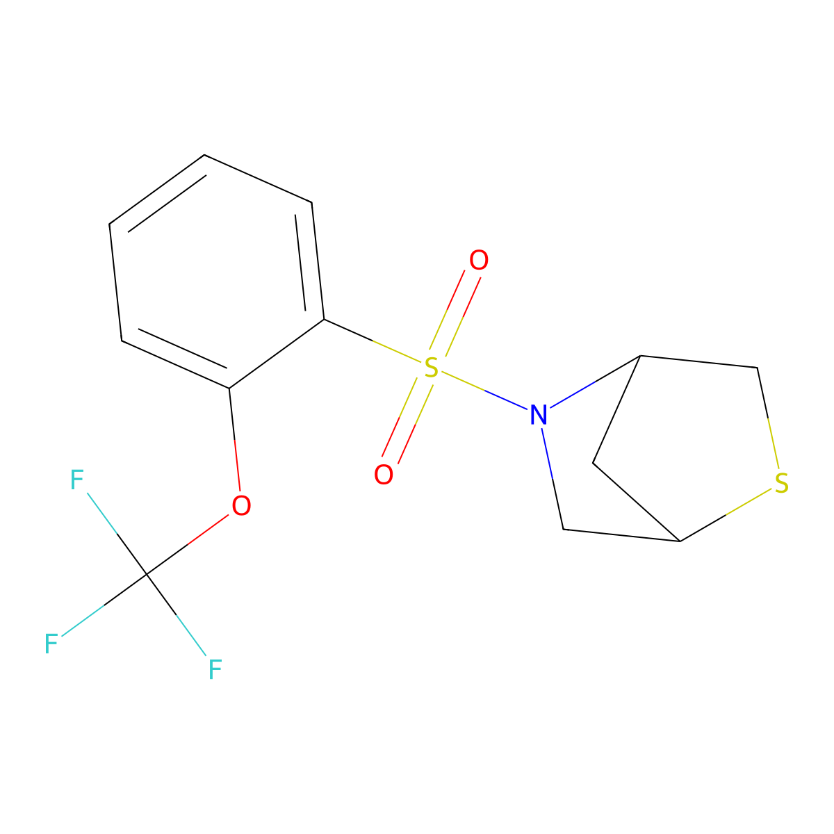 5-((2-(Trifluoromethoxy)phenyl)sulfonyl)-2-thia-5-azabicyclo[2.2.1]heptane molecular structure, CAS 2034292-43-6