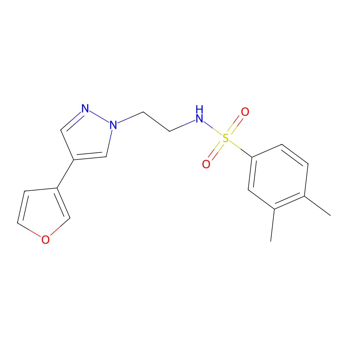 N-(2-(4-(furan-3-yl)-1H-pyrazol-1-yl)ethyl)-3,4-dimethylbenzenesulfonamide molecular structure, CAS 2034292-44-7