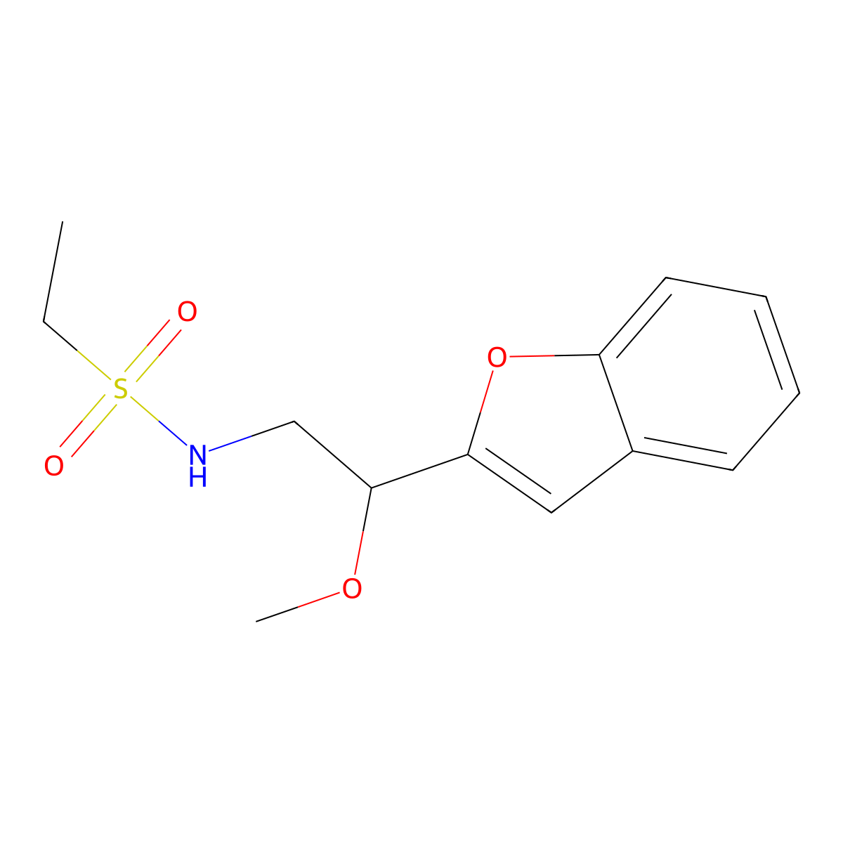 N-(2-(benzofuran-2-yl)-2-methoxyethyl)ethanesulfonamide molecular structure, CAS 2034292-48-1