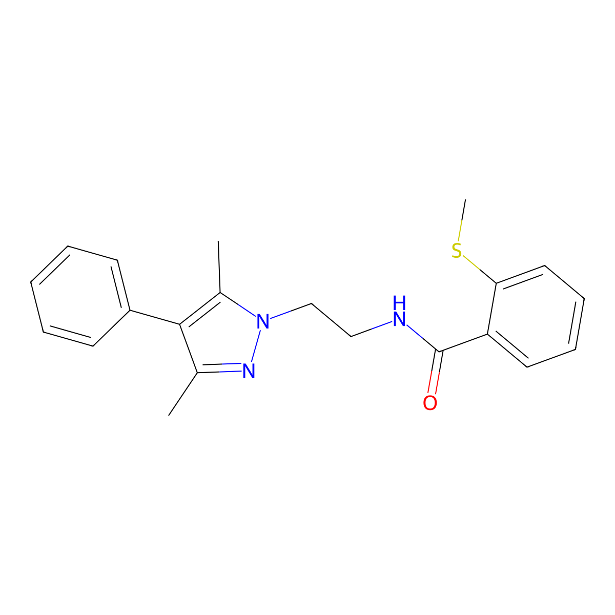 N-(2-(3,5-dimethyl-4-phenyl-1H-pyrazol-1-yl)ethyl)-2-(methylthio)benzamide molecular structure, CAS 2034292-51-6