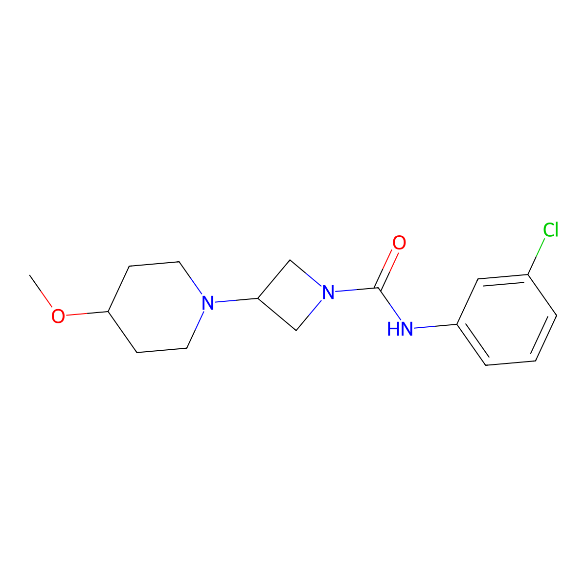 N-(3-chlorophenyl)-3-(4-methoxypiperidin-1-yl)azetidine-1-carboxamide molecular structure, CAS 2034292-53-8