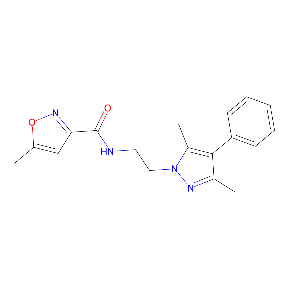 N-(2-(3,5-dimethyl-4-phenyl-1H-pyrazol-1-yl)ethyl)-5-methylisoxazole-3-carboxamide molecular structure, CAS 2034292-56-1