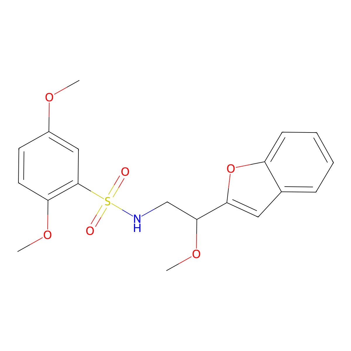 N-(2-(benzofuran-2-yl)-2-methoxyethyl)-2,5-dimethoxybenzenesulfonamide molecular structure, CAS 2034292-65-2