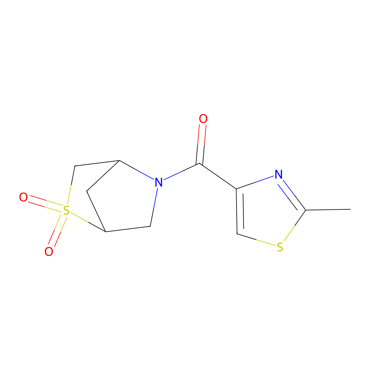 (2,2-Dioxido-2-thia-5-azabicyclo[2.2.1]heptan-5-yl)(2-methylthiazol-4-yl)methanone molecular structure, CAS 2034292-71-0