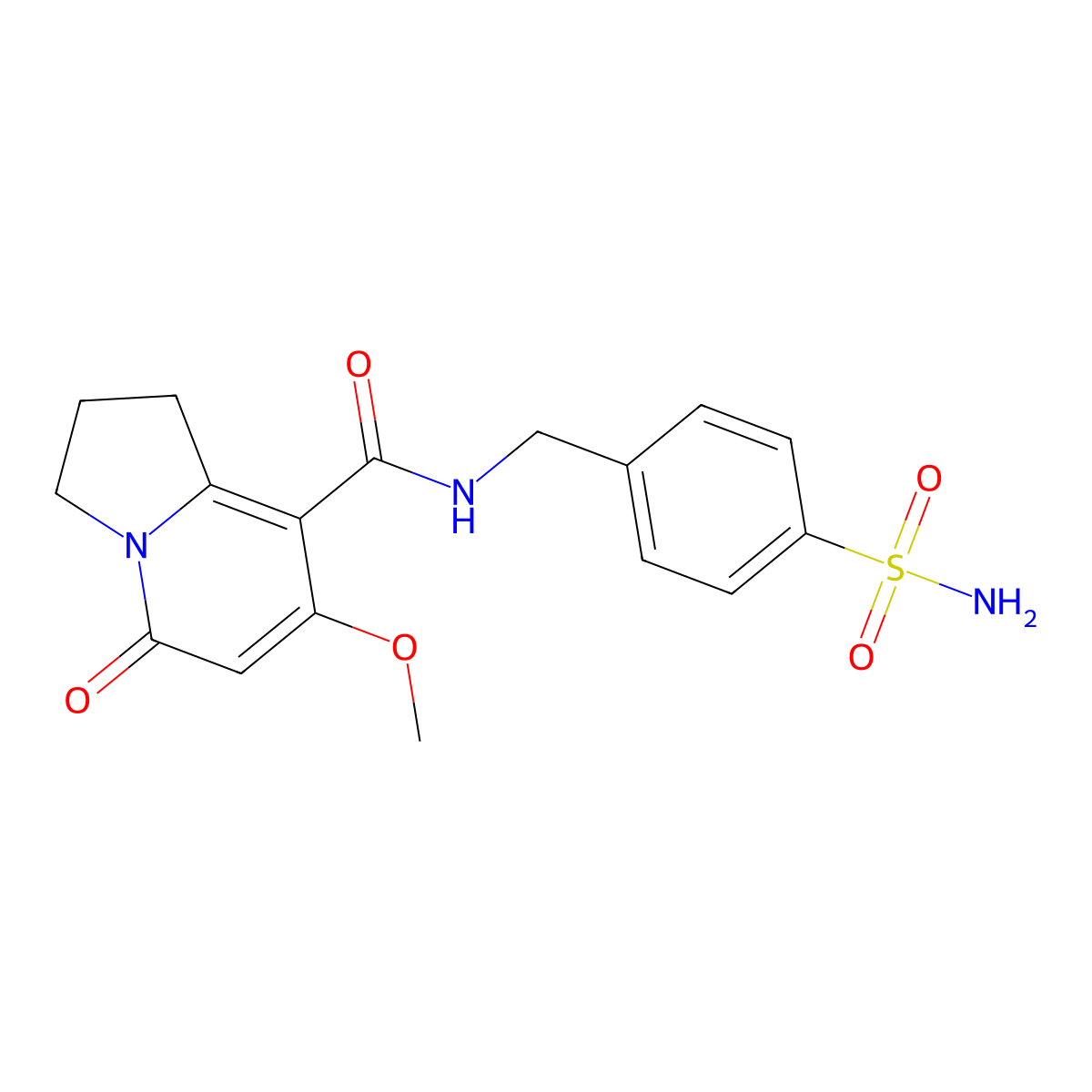 7-methoxy-5-oxo-N-(4-sulfamoylbenzyl)-1,2,3,5-tetrahydroindolizine-8-carboxamide molecular structure, CAS 2034292-78-7