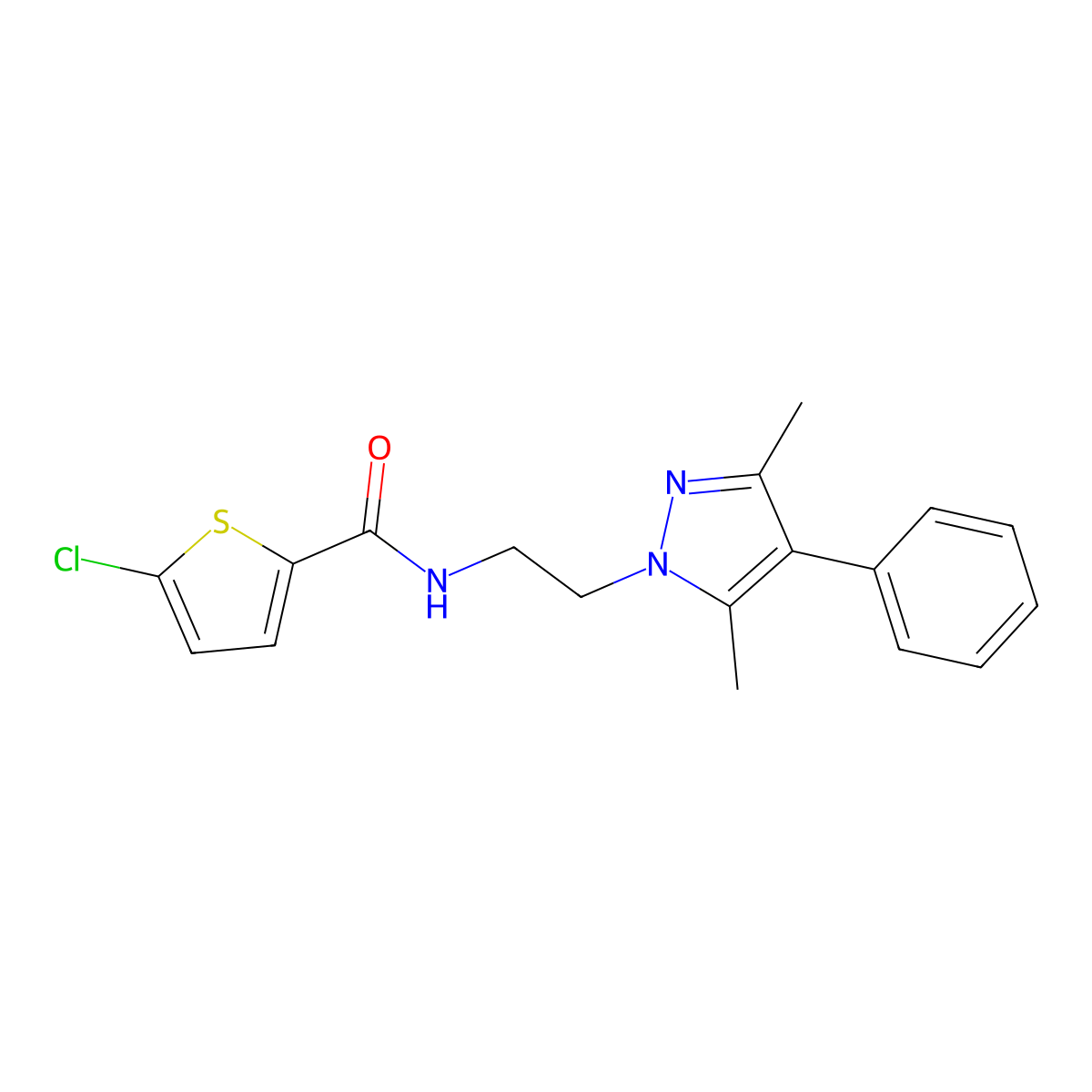 5-chloro-N-(2-(3,5-dimethyl-4-phenyl-1H-pyrazol-1-yl)ethyl)thiophene-2-carboxamide molecular structure, CAS 2034292-79-8