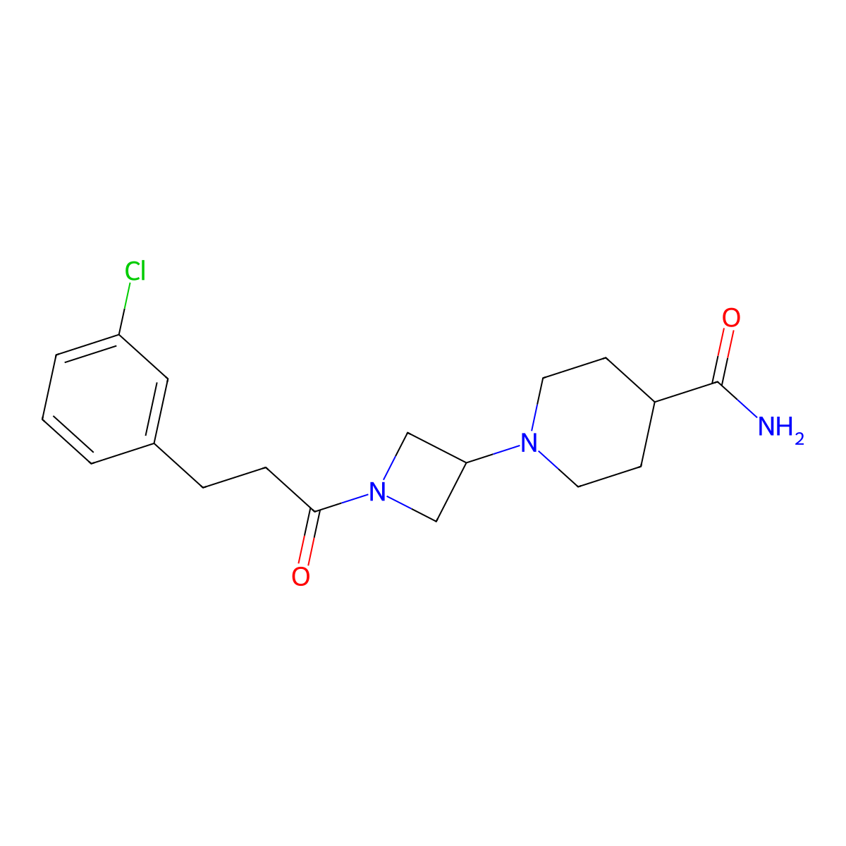 1-{1-[3-(3-Chlorophenyl)propanoyl]azetidin-3-yl}piperidine-4-carboxamide molecular structure, CAS 2034292-80-1