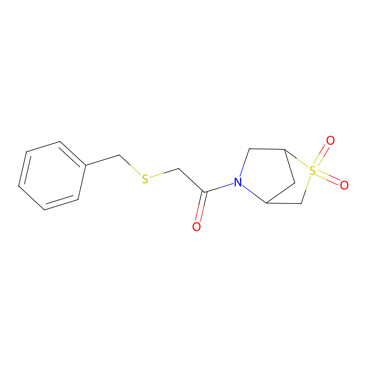 2-(Benzylthio)-1-(2,2-dioxido-2-thia-5-azabicyclo[2.2.1]heptan-5-yl)ethanone molecular structure, CAS 2034292-83-4