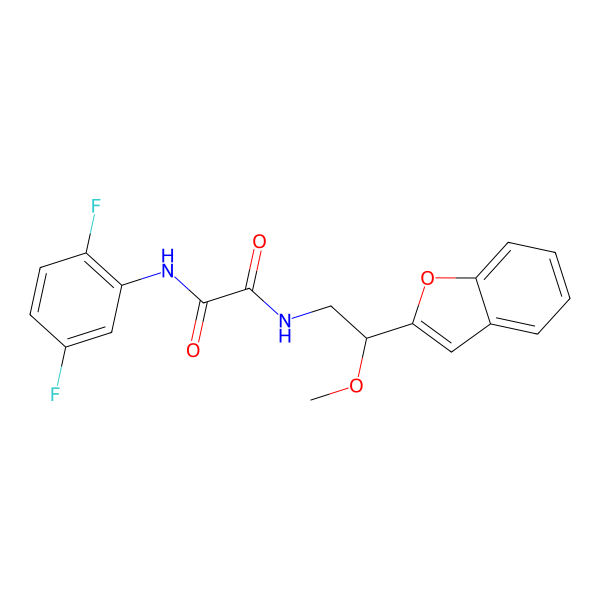 N1-(2-(benzofuran-2-yl)-2-methoxyethyl)-N2-(2,5-difluorophenyl)oxalamide molecular structure, CAS 2034292-86-7