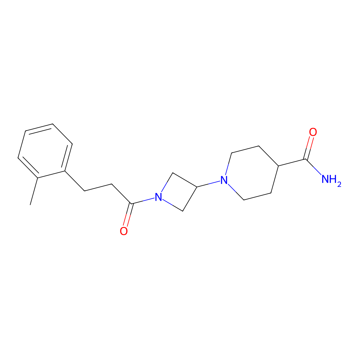 1-(1-(3-(o-Tolyl)propanoyl)azetidin-3-yl)piperidine-4-carboxamide molecular structure, CAS 2034292-87-8