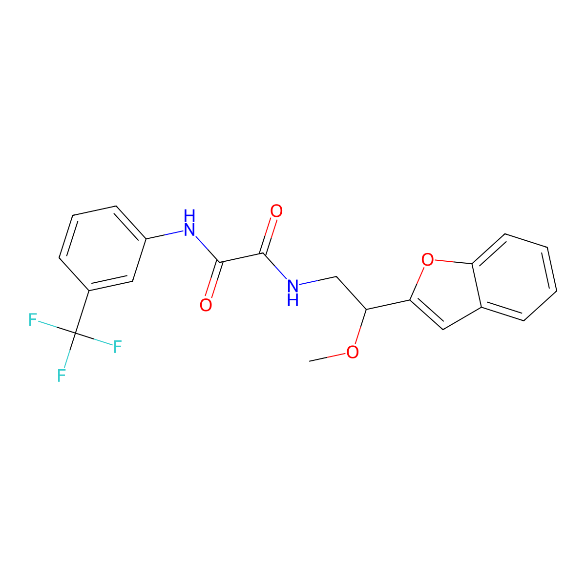 N1-(2-(benzofuran-2-yl)-2-methoxyethyl)-N2-(3-(trifluoromethyl)phenyl)oxalamide molecular structure, CAS 2034292-90-3