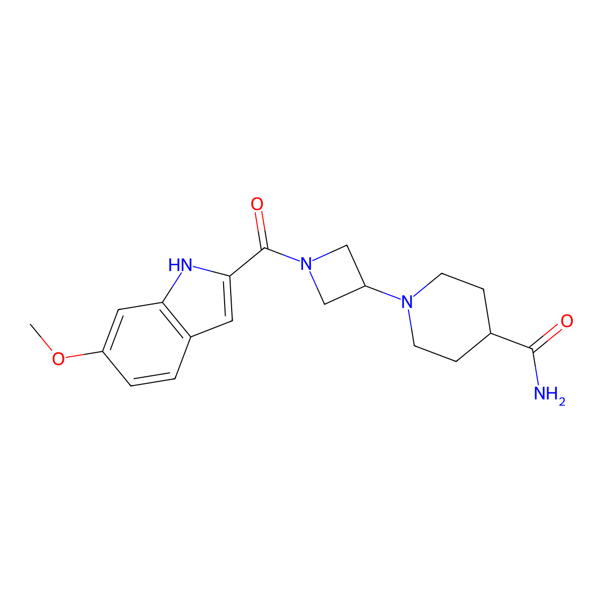 1-[1-(6-methoxy-1H-indole-2-carbonyl)azetidin-3-yl]piperidine-4-carboxamide molecular structure, CAS 2034293-03-1