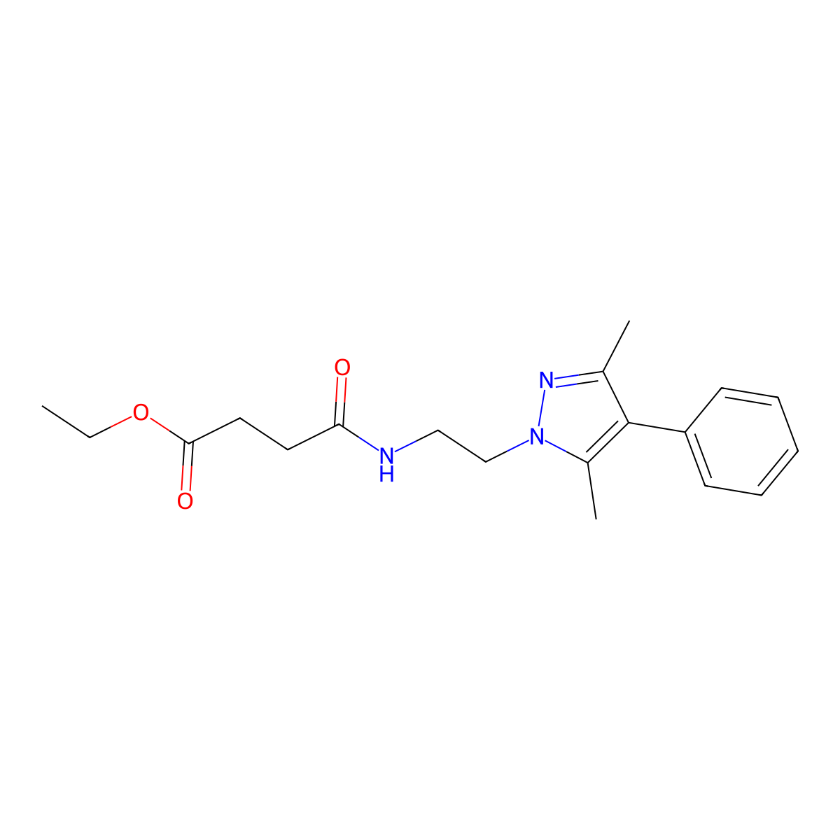 ethyl 4-((2-(3,5-dimethyl-4-phenyl-1H-pyrazol-1-yl)ethyl)amino)-4-oxobutanoate molecular structure, CAS 2034293-07-5