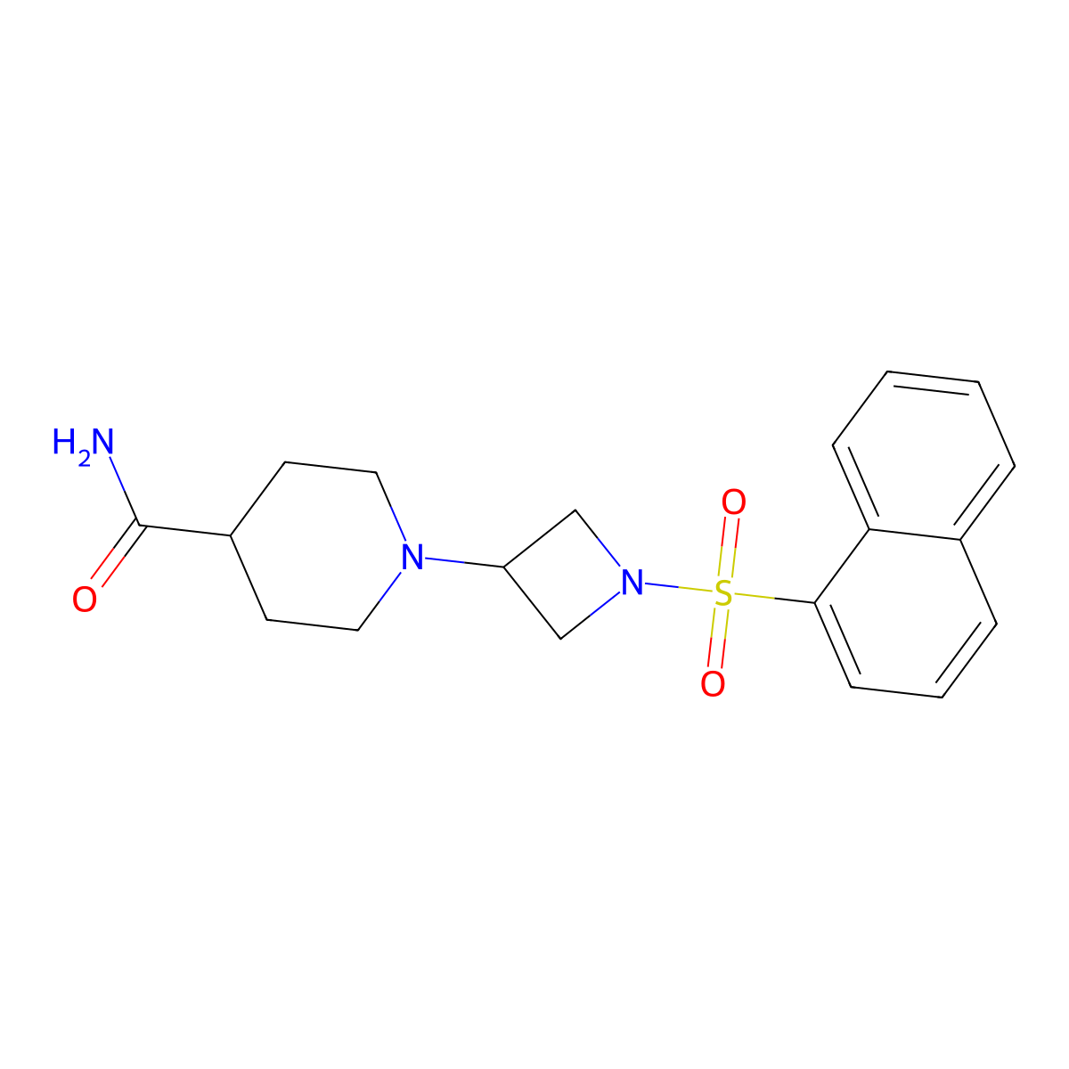 1-(1-(Naphthalen-1-ylsulfonyl)azetidin-3-yl)piperidine-4-carboxamide molecular structure, CAS 2034293-20-2