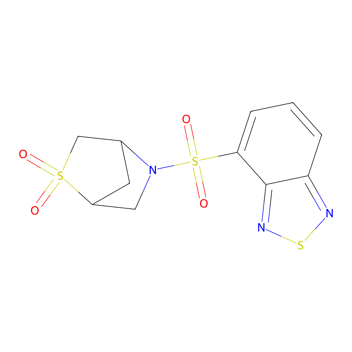 5-(Benzo[c][1,2,5]thiadiazol-4-ylsulfonyl)-2-thia-5-azabicyclo[2.2.1]heptane 2,2-dioxide molecular structure, CAS 2034293-23-5