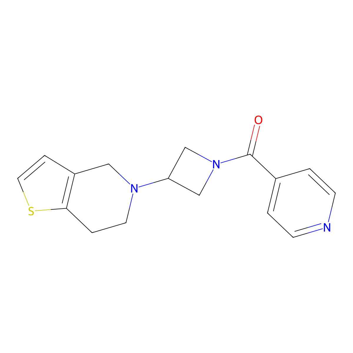 (3-(6,7-dihydrothieno[3,2-c]pyridin-5(4H)-yl)azetidin-1-yl)(pyridin-4-yl)methanone molecular structure, CAS 2034293-25-7