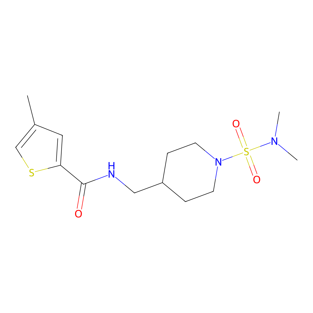 N-((1-(N,N-dimethylsulfamoyl)piperidin-4-yl)methyl)-4-methylthiophene-2-carboxamide molecular structure, CAS 2034293-27-9