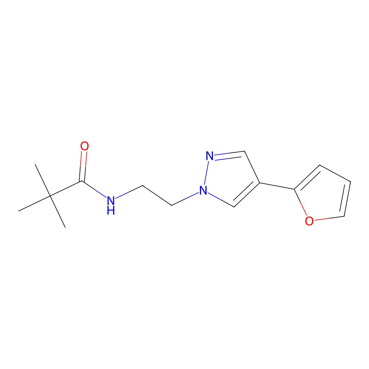 N-(2-(4-(furan-2-yl)-1H-pyrazol-1-yl)ethyl)pivalamide molecular structure, CAS 2034293-34-8