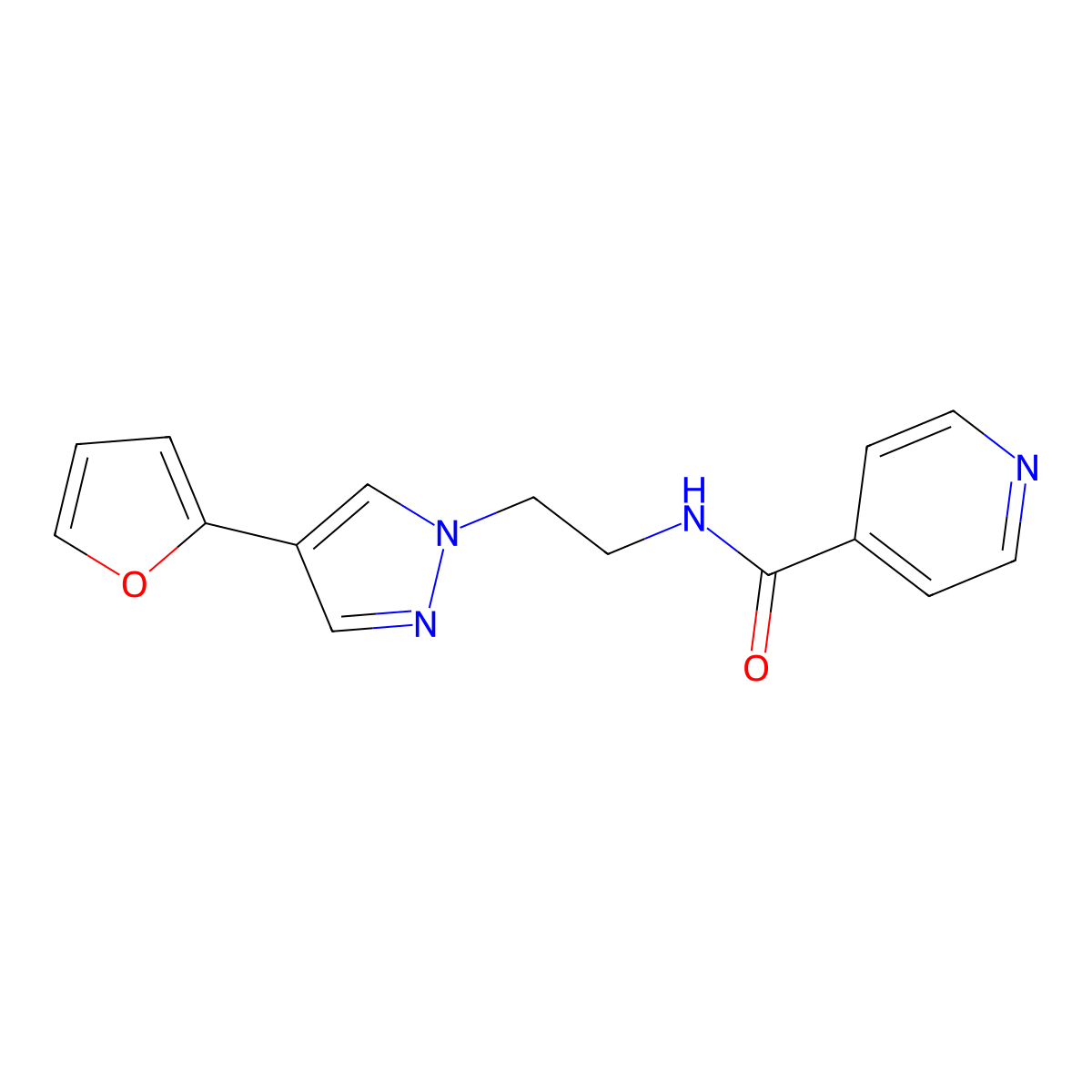 N-(2-(4-(furan-2-yl)-1H-pyrazol-1-yl)ethyl)isonicotinamide molecular structure, CAS 2034293-37-1