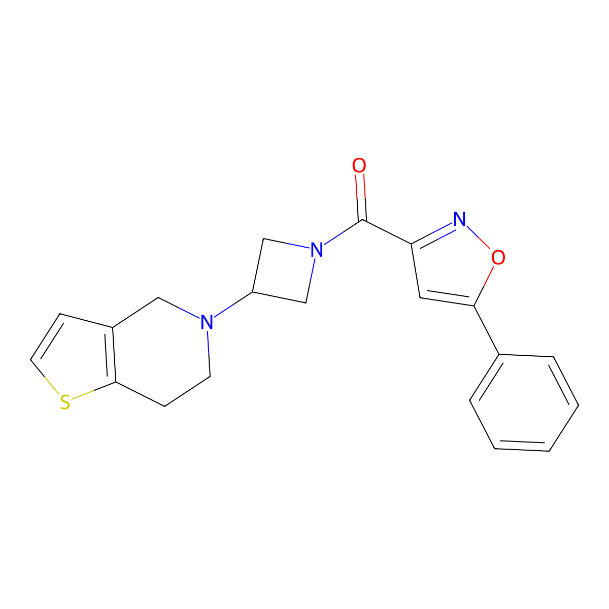 (3-(6,7-dihydrothieno[3,2-c]pyridin-5(4H)-yl)azetidin-1-yl)(5-phenylisoxazol-3-yl)methanone molecular structure, CAS 2034293-40-6