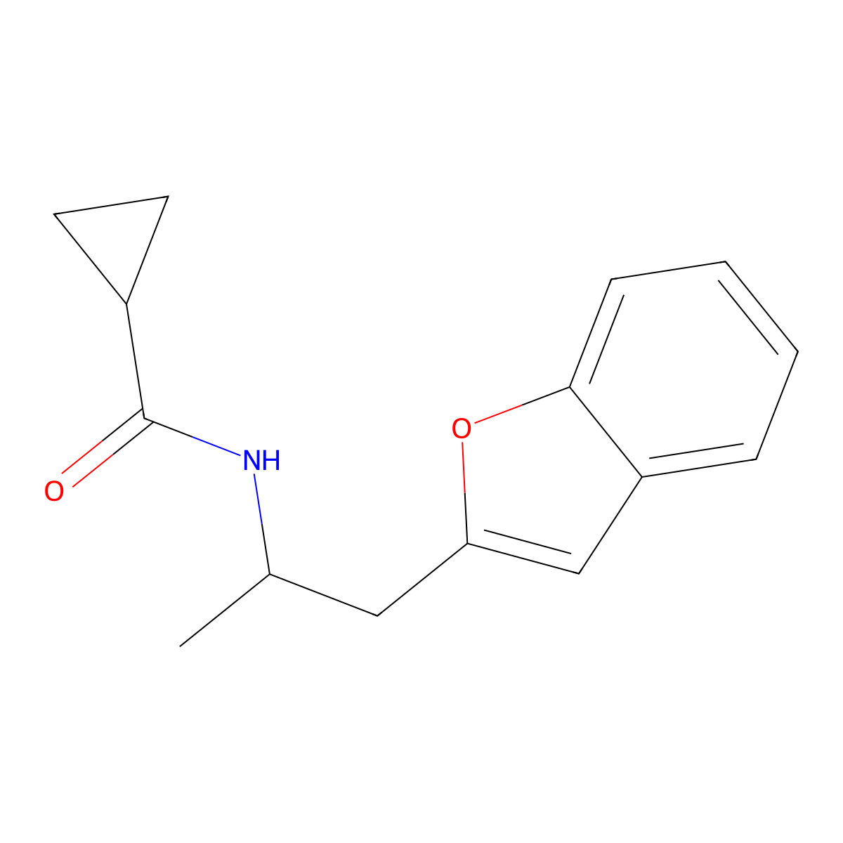 N-(1-(benzofuran-2-yl)propan-2-yl)cyclopropanecarboxamide molecular structure, CAS 2034293-42-8