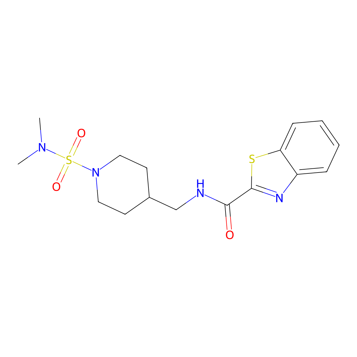N-((1-(N,N-dimethylsulfamoyl)piperidin-4-yl)methyl)benzo[d]thiazole-2-carboxamide molecular structure, CAS 2034293-46-2