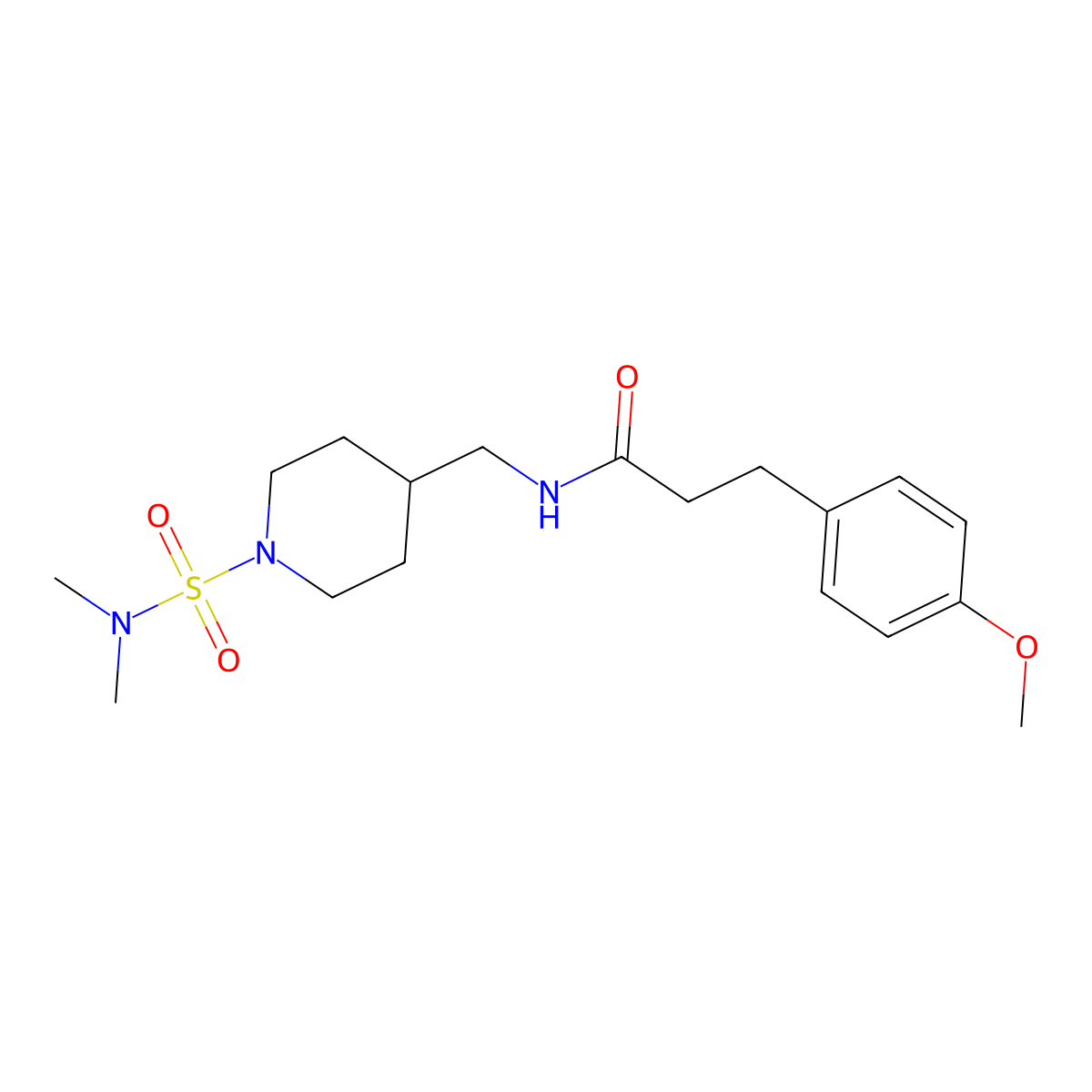 N-((1-(N,N-dimethylsulfamoyl)piperidin-4-yl)methyl)-3-(4-methoxyphenyl)propanamide molecular structure, CAS 2034293-53-1