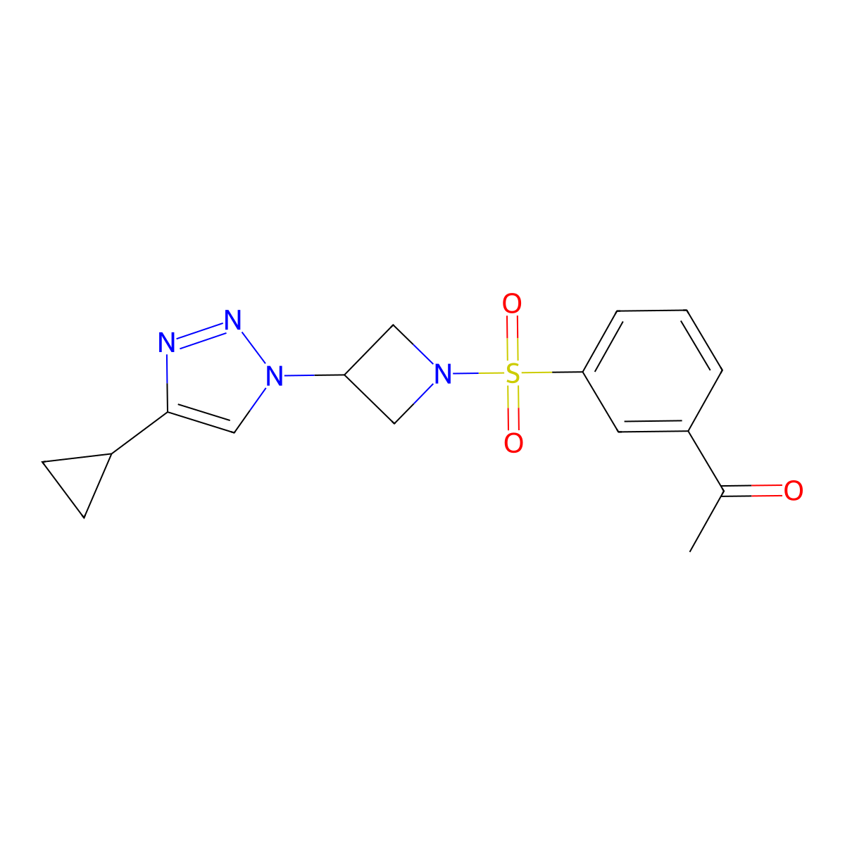 1-(3-((3-(4-cyclopropyl-1H-1,2,3-triazol-1-yl)azetidin-1-yl)sulfonyl)phenyl)ethanone molecular structure, CAS 2034293-54-2