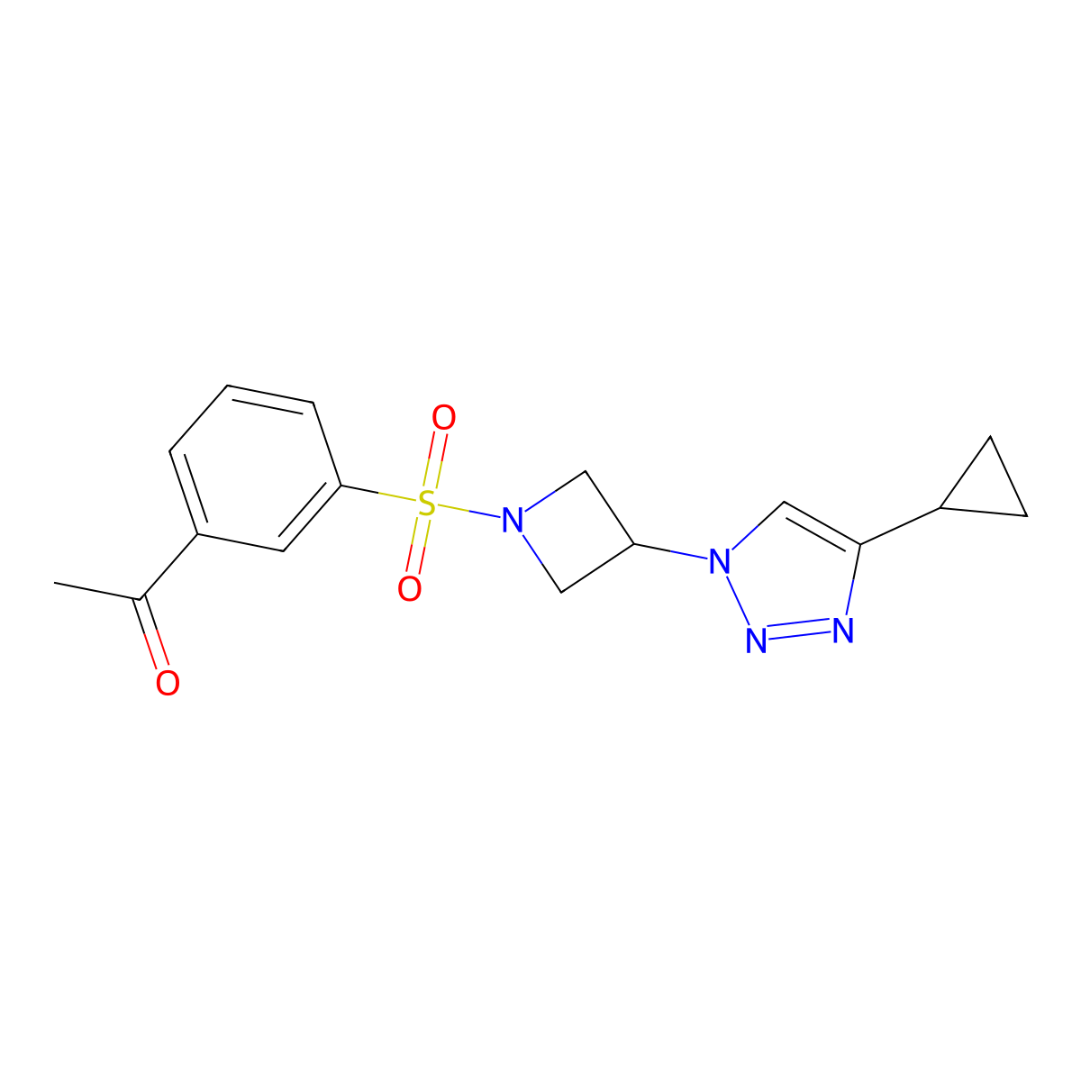 1-(3-((3-(4-cyclopropyl-1H-1,2,3-triazol-1-yl)azetidin-1-yl)sulfonyl)phenyl)ethanone molecular structure, CAS 2034293-54-2