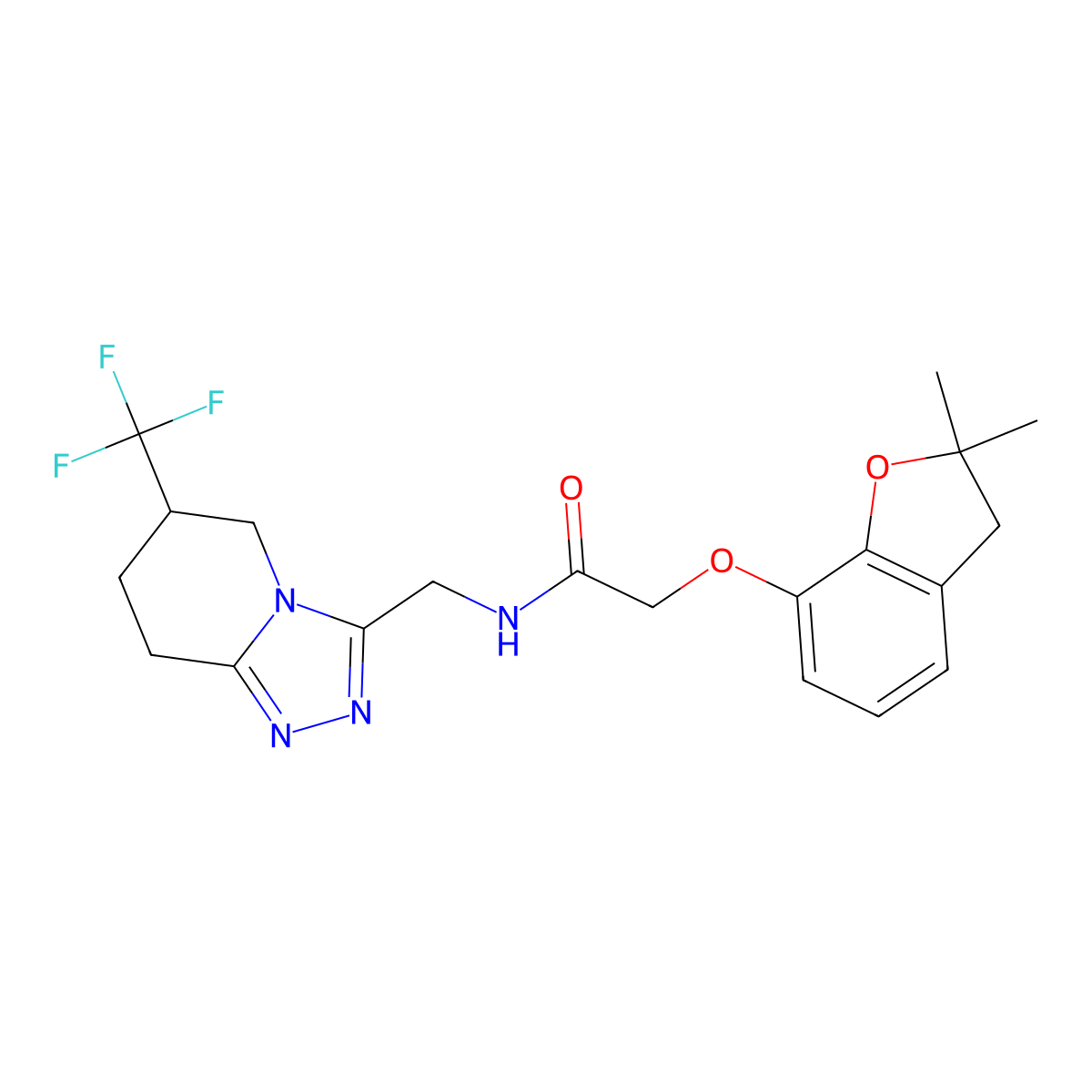 2-((2,2-dimethyl-2,3-dihydrobenzofuran-7-yl)oxy)-N-((6-(trifluoromethyl)-5,6,7,8-tetrahydro-[1,2,4]triazolo[4,3-a]pyridin-3-yl)methyl)acetamide molecular structure, CAS 2034293-58-6