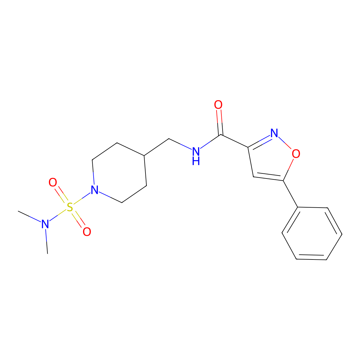 N-((1-(N,N-dimethylsulfamoyl)piperidin-4-yl)methyl)-5-phenylisoxazole-3-carboxamide molecular structure, CAS 2034293-61-1