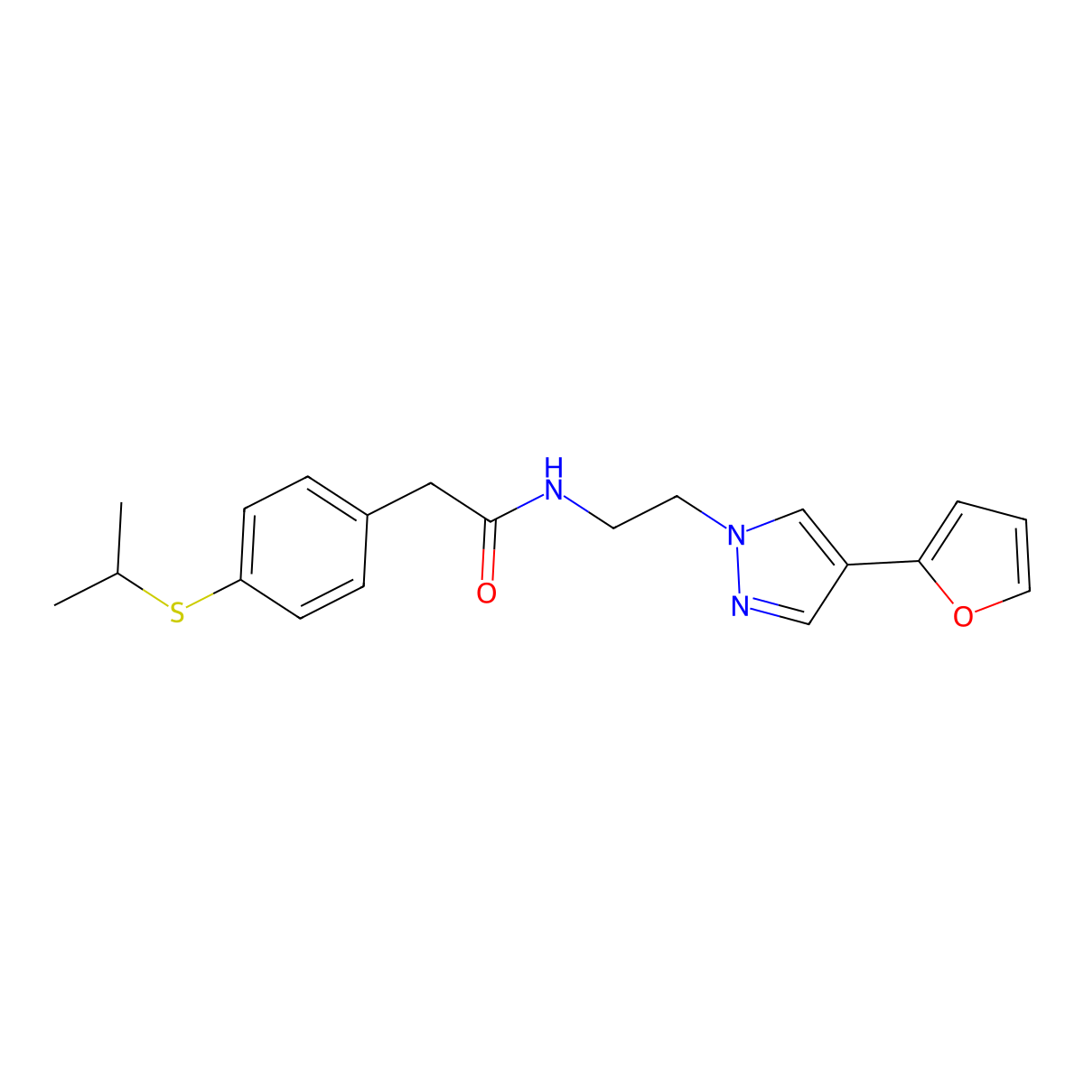 N-(2-(4-(furan-2-yl)-1H-pyrazol-1-yl)ethyl)-2-(4-(isopropylthio)phenyl)acetamide molecular structure, CAS 2034293-64-4