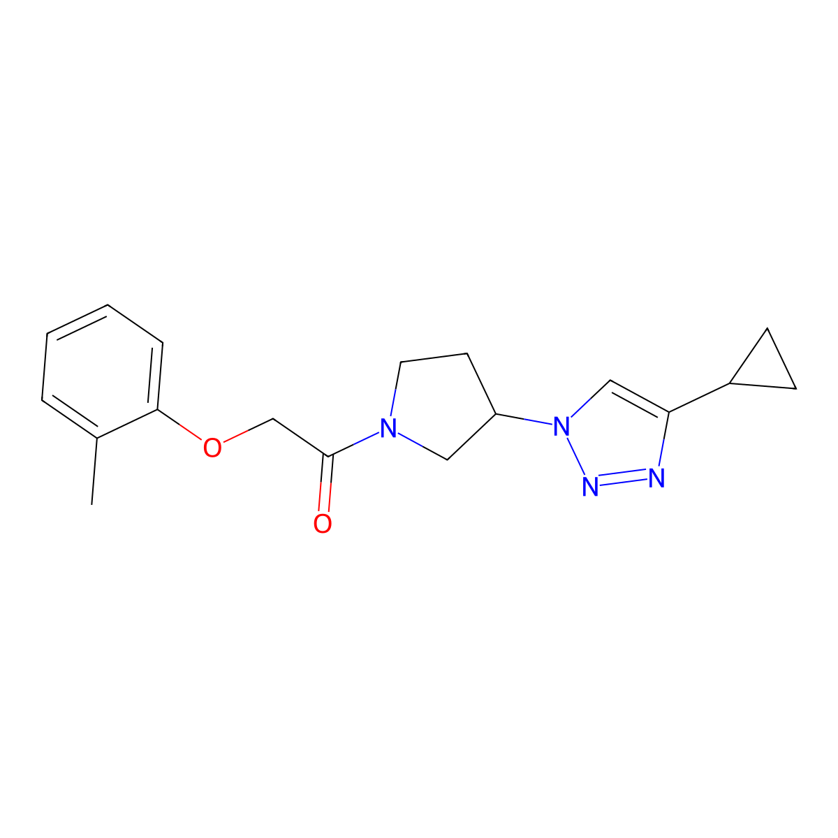 1-(3-(4-cyclopropyl-1H-1,2,3-triazol-1-yl)pyrrolidin-1-yl)-2-(o-tolyloxy)ethanone molecular structure, CAS 2034293-67-7