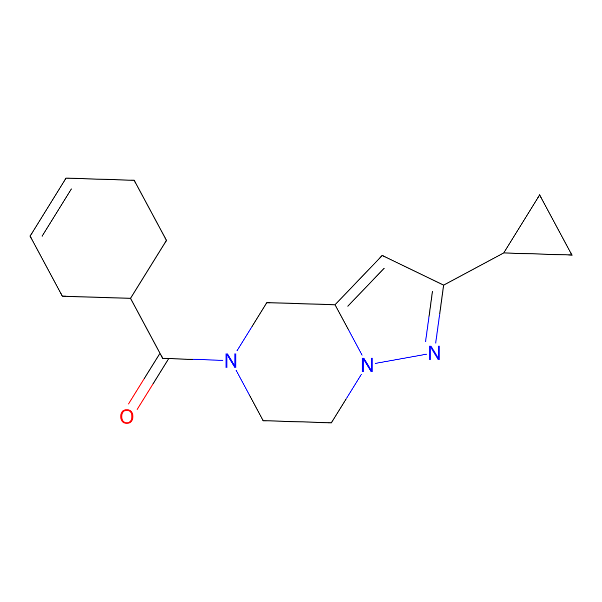 cyclohex-3-en-1-yl(2-cyclopropyl-6,7-dihydropyrazolo[1,5-a]pyrazin-5(4H)-yl)methanone molecular structure, CAS 2034293-68-8