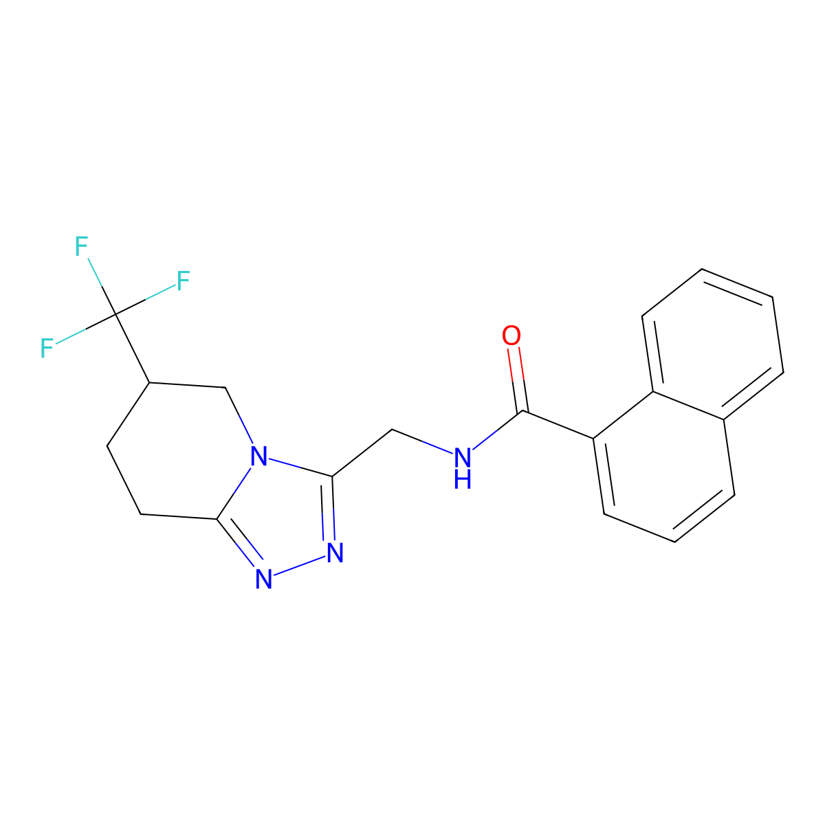 N-((6-(trifluoromethyl)-5,6,7,8-tetrahydro-[1,2,4]triazolo[4,3-a]pyridin-3-yl)methyl)-1-naphthamide molecular structure, CAS 2034293-74-6
