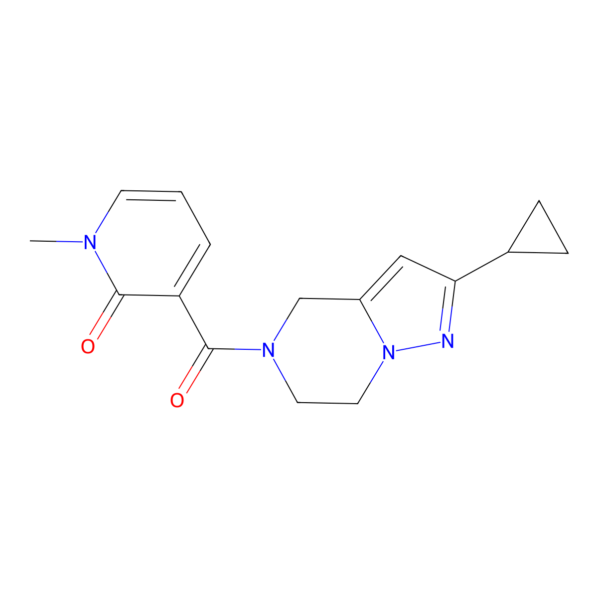 3-(2-cyclopropyl-4,5,6,7-tetrahydropyrazolo[1,5-a]pyrazine-5-carbonyl)-1-methylpyridin-2(1H)-one molecular structure, CAS 2034293-75-7
