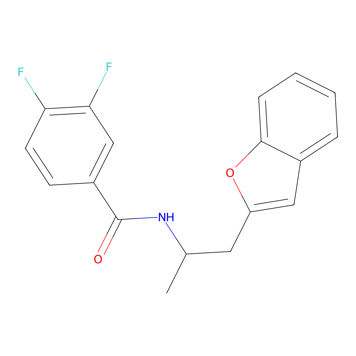 N-(1-(benzofuran-2-yl)propan-2-yl)-3,4-difluorobenzamide molecular structure, CAS 2034293-77-9