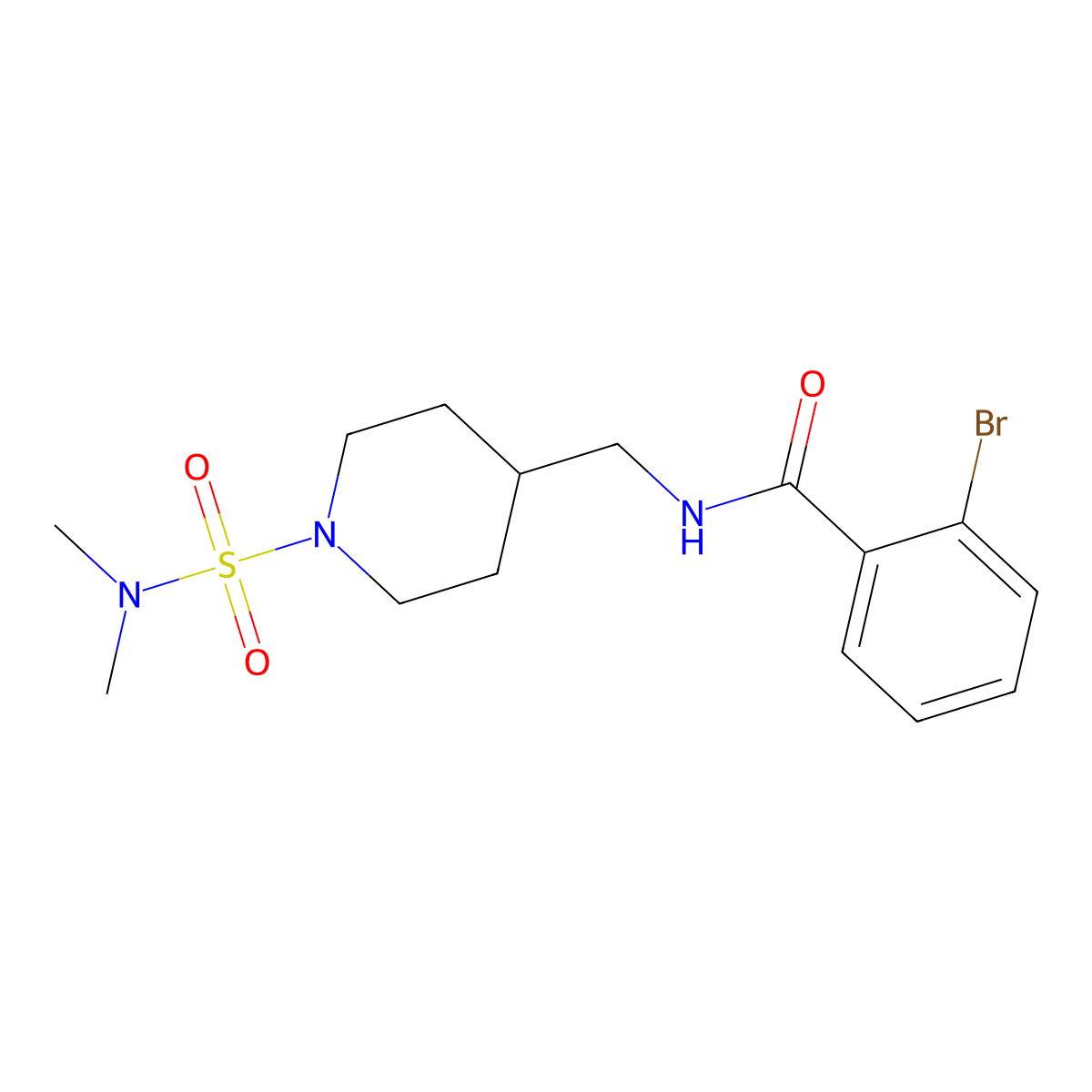 2-bromo-N-((1-(N,N-dimethylsulfamoyl)piperidin-4-yl)methyl)benzamide molecular structure, CAS 2034293-78-0