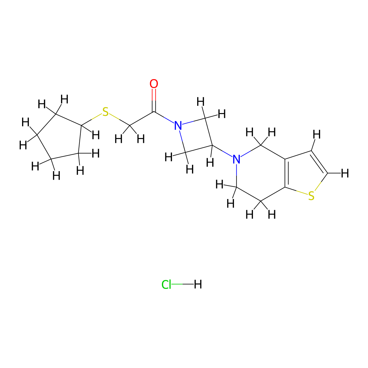 2-(cyclopentylthio)-1-(3-(6,7-dihydrothieno[3,2-c]pyridin-5(4H)-yl)azetidin-1-yl)ethanone hydrochloride molecular structure, CAS 2034293-83-7