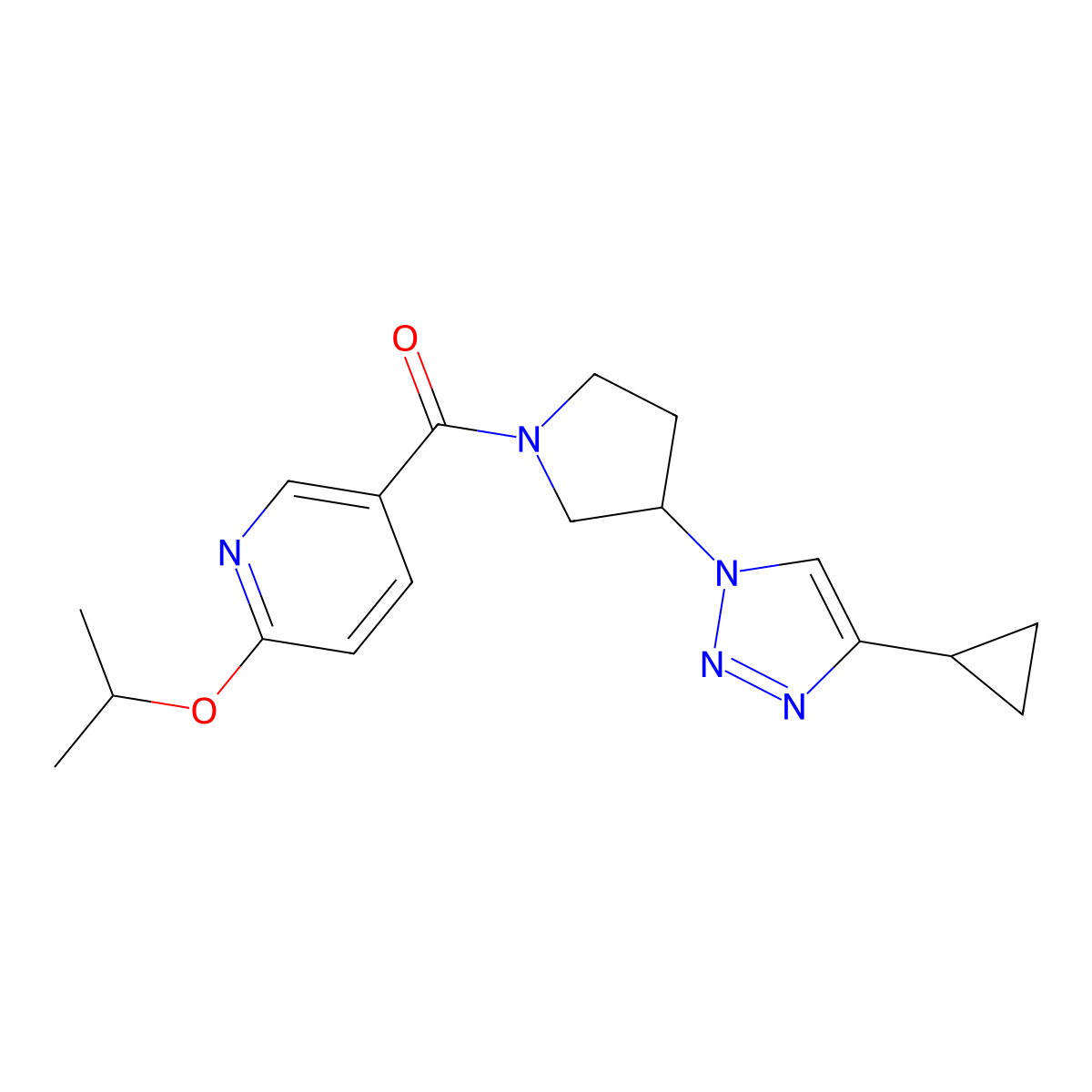 (3-(4-cyclopropyl-1H-1,2,3-triazol-1-yl)pyrrolidin-1-yl)(6-isopropoxypyridin-3-yl)methanone molecular structure, CAS 2034293-86-0