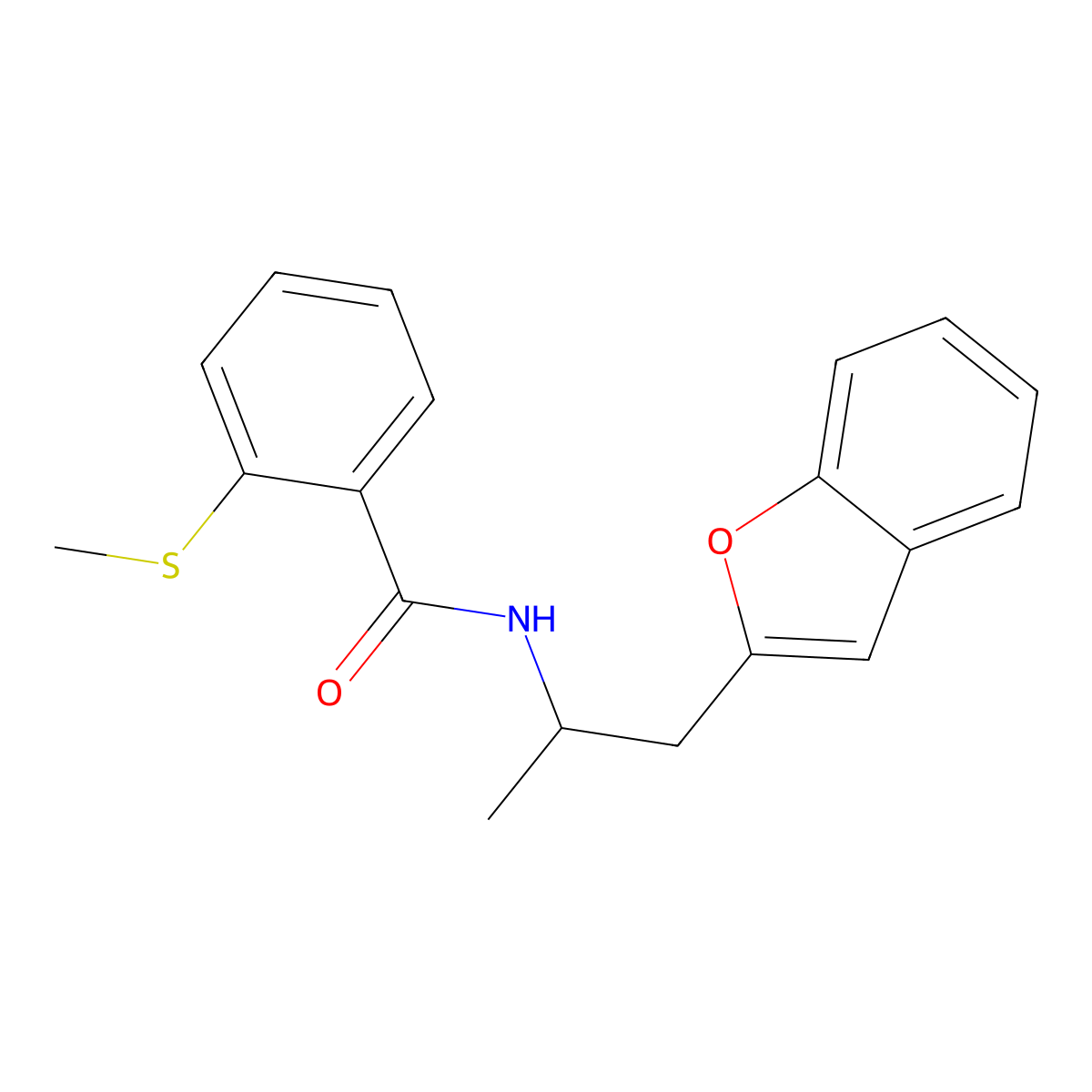N-(1-(benzofuran-2-yl)propan-2-yl)-2-(methylthio)benzamide molecular structure, CAS 2034293-92-8