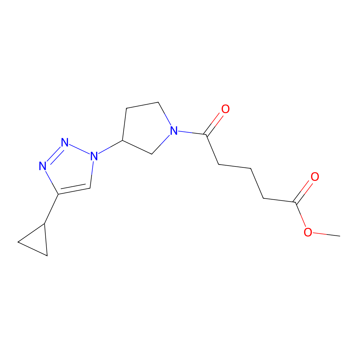 methyl 5-(3-(4-cyclopropyl-1H-1,2,3-triazol-1-yl)pyrrolidin-1-yl)-5-oxopentanoate molecular structure, CAS 2034293-95-1