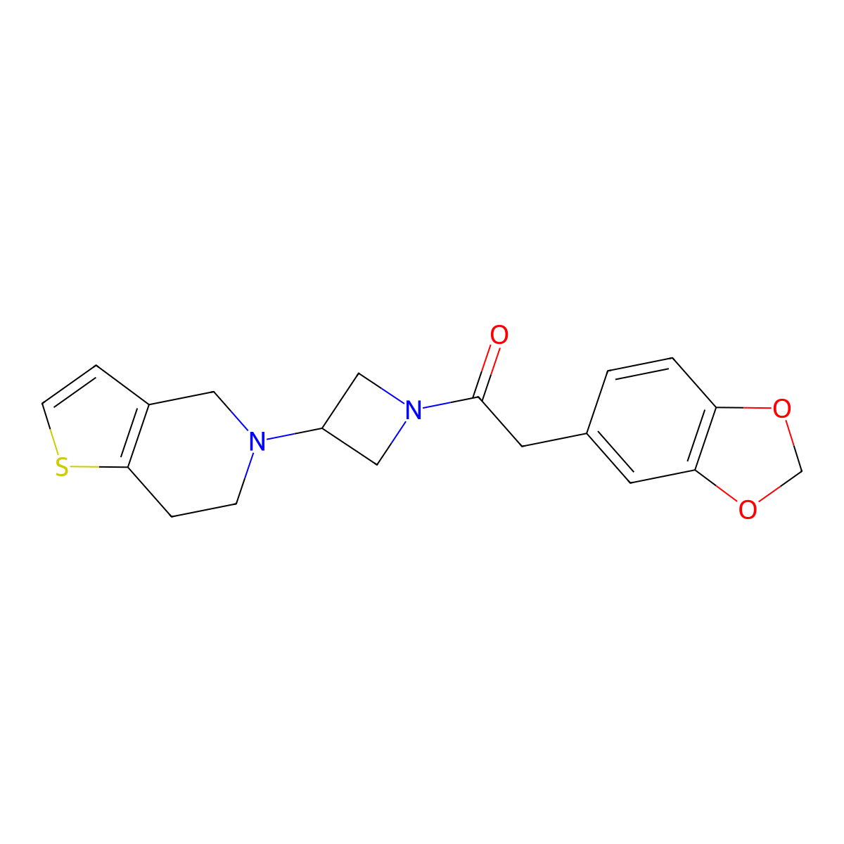 2-(benzo[d][1,3]dioxol-5-yl)-1-(3-(6,7-dihydrothieno[3,2-c]pyridin-5(4H)-yl)azetidin-1-yl)ethanone molecular structure, CAS 2034293-97-3